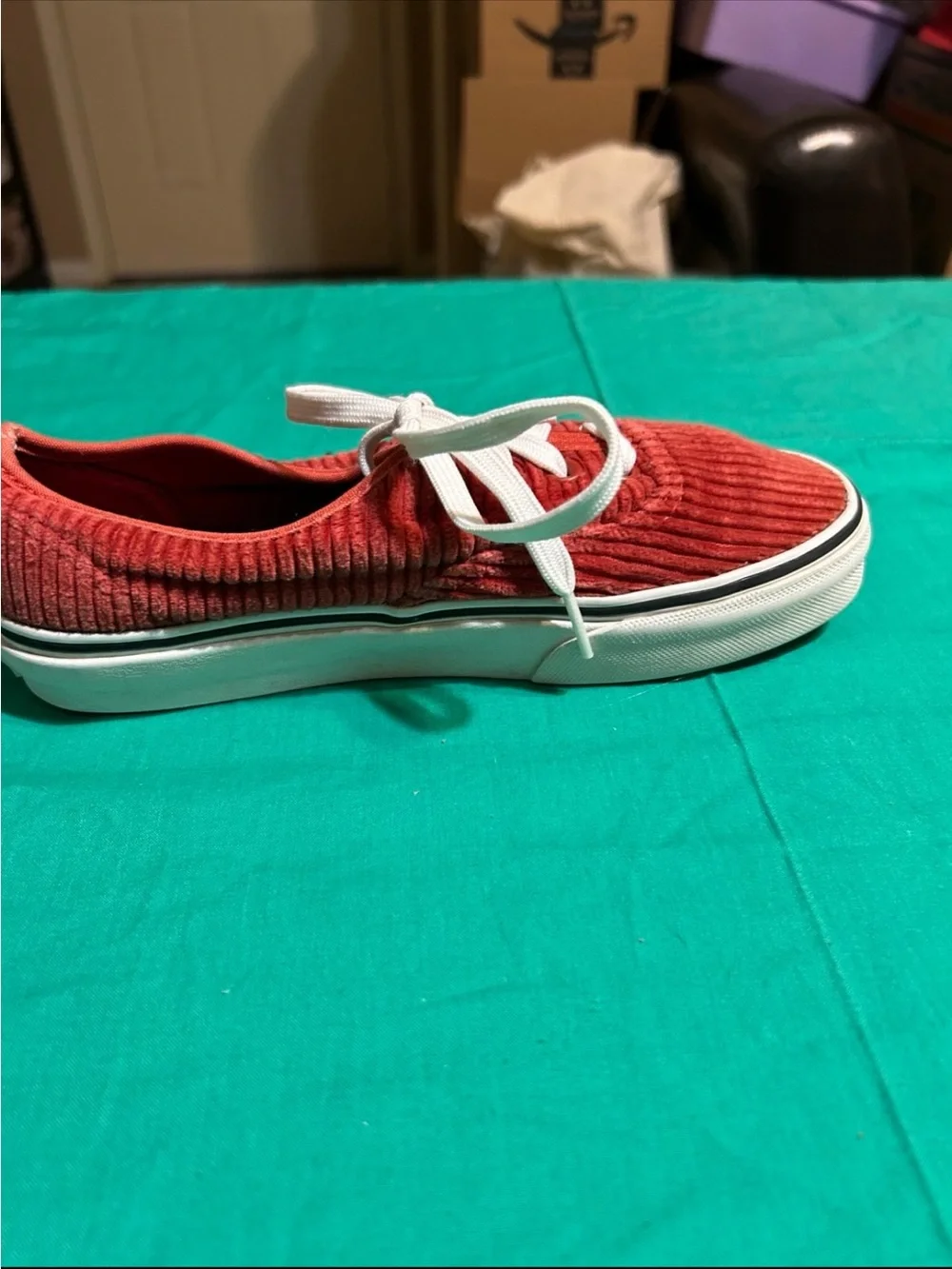Vans Kids Corduroy Lace-Up Sneakers in Rust Red